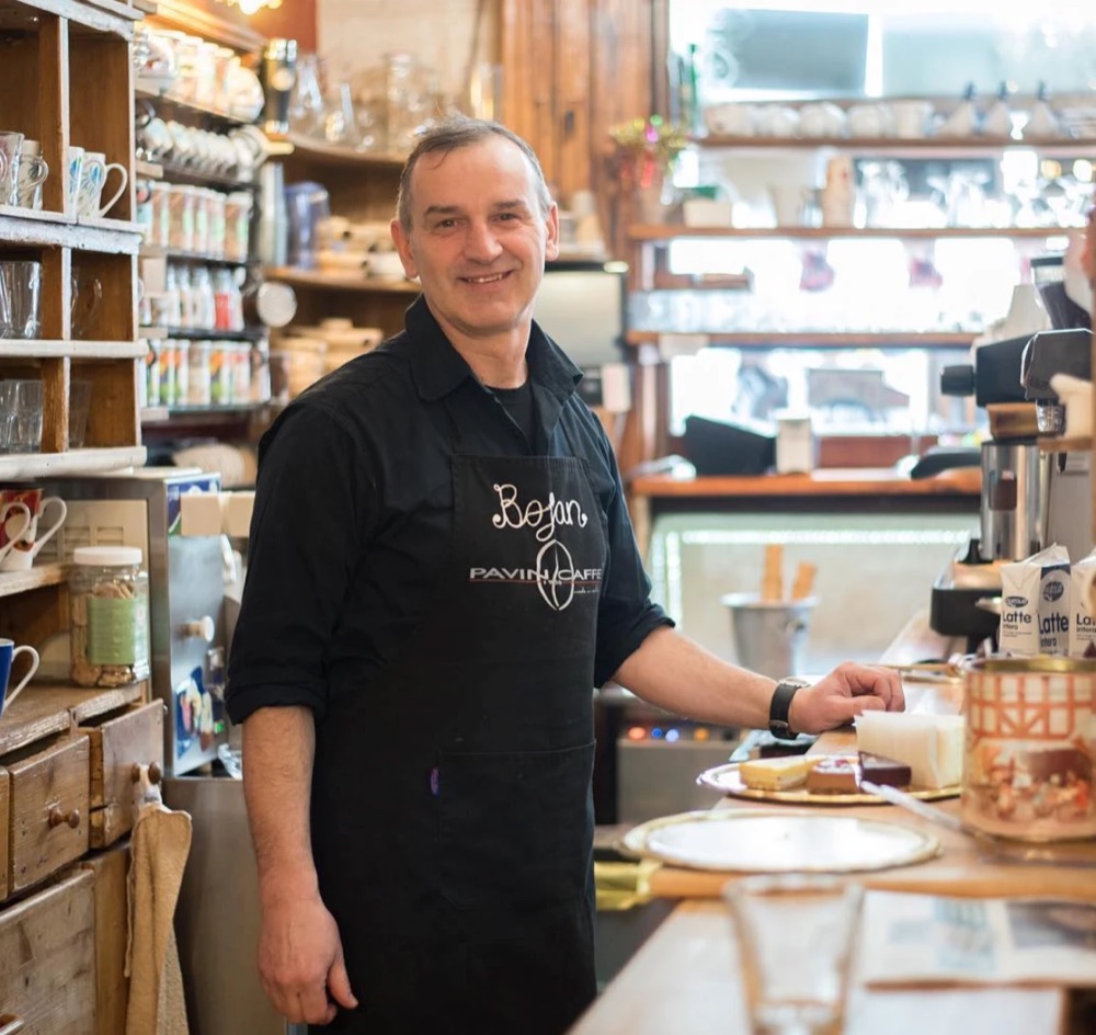 Bojan behind the counter